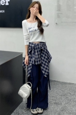 2025年秋季新款时尚舒适百搭休闲摆披三件套裤，女装套装/套裙，心心服饰