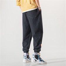 日系大码3九分牛仔裤宽松束脚休闲运动裤哈伦裤男QT910--N003，男装牛仔裤，星座617B
