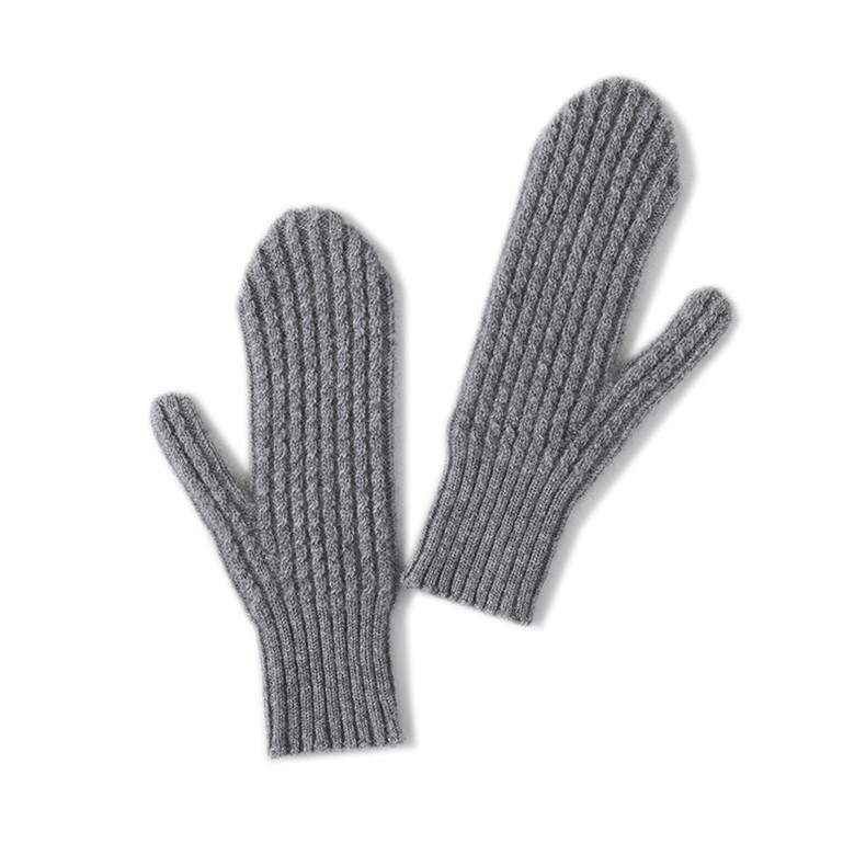 2025年秋季新款连指坑条针织羊绒手套时尚休闲通勤百搭，手套，圣汗羊绒