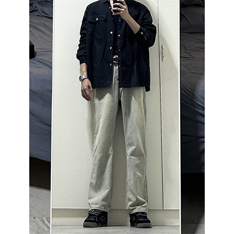 B221美式ins高街小众百搭纯色微喇牛仔裤LK22087-P55控78,男装牛仔裤,电商B221