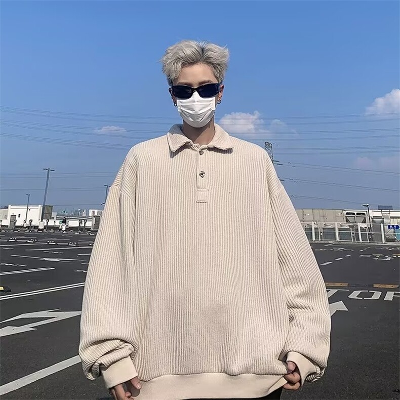 竖条纹POLO衫卫衣男士韩版潮流宽松百搭2024秋冬ins外套WB329-P57,男装Polo衫,星座412-2