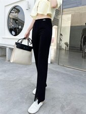 【现货】夏季新品女装开叉喇叭裤修身长款针织女裤，其它，冬进一族