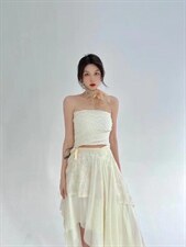 不规则针织抹胸上衣，抹胸，HE