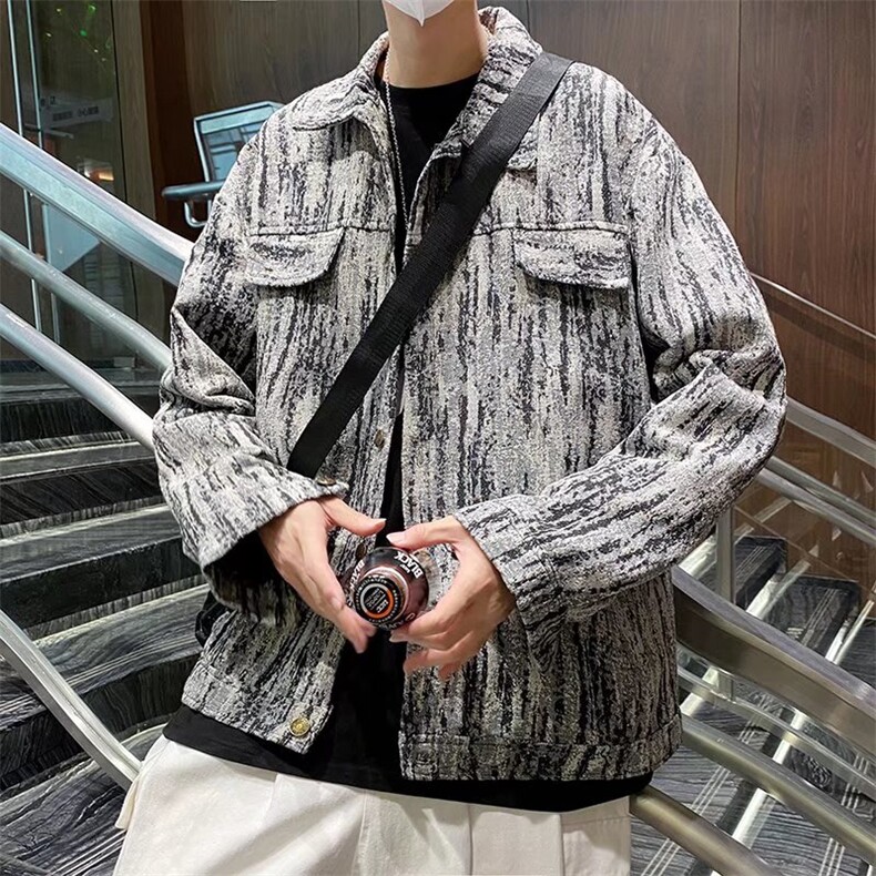 牛仔外套男韩版潮流高街帅气宽松2025春季新款ins夹克W5685-P45,男装工装外套,星座412