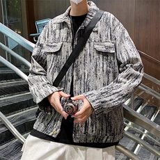 牛仔外套男韩版潮流高街帅气宽松2025春季新款ins夹克W5685-P45，男装工装外套，星座412