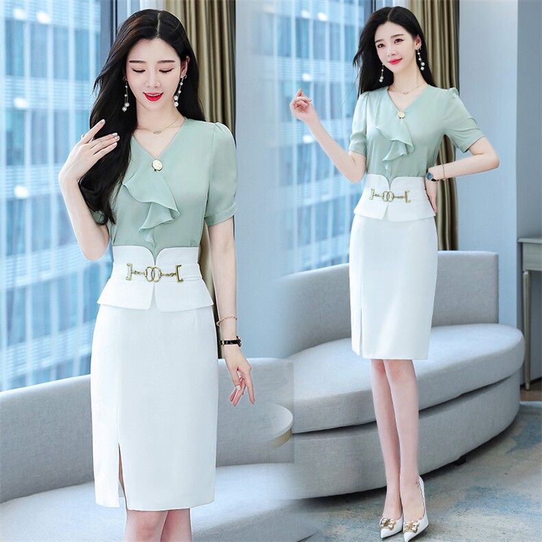 高级感职业套装女2022年夏季新款时尚气质女神范包臀连衣裙两件套，女装套装/套裙，火爆靓佳人