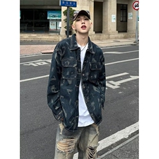 牛仔衬衫男女韩版潮流高街帅百搭拼色2025春季ins外套CY1021-P64，男装衬衫，星座412-2