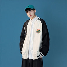 春季新款棒球领潮流鳄鱼水洗长袖休闲夹克外套JK97/P30，男装夹克，星座202