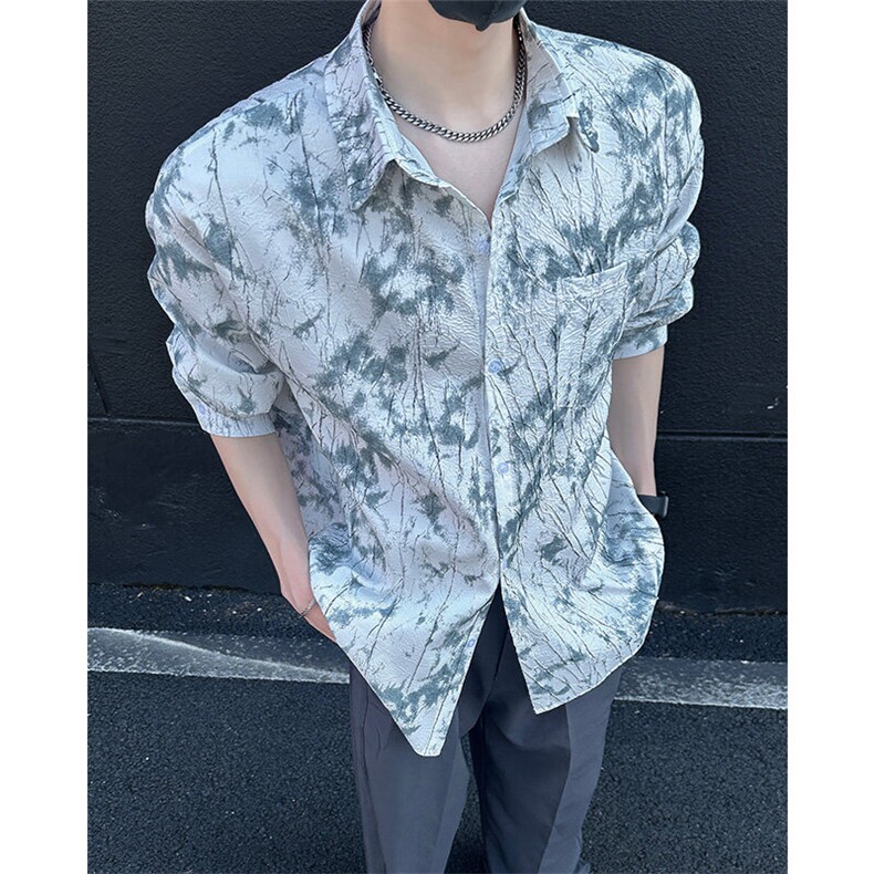 美式高街宽松衬衫潮流休闲上衣A086-CS2206-P40图片