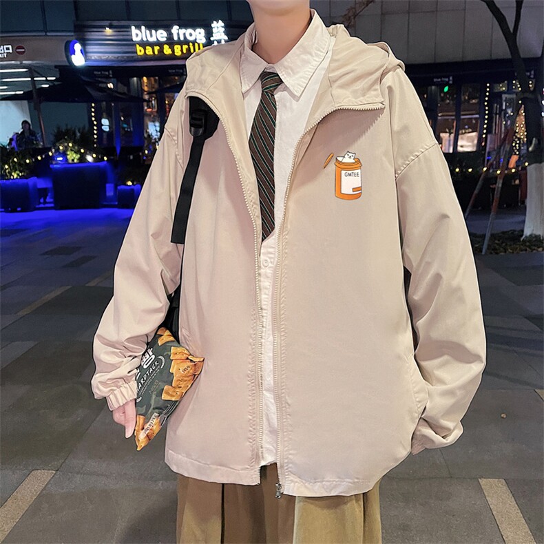 ！春秋新款港风休闲连帽夹克男宽松外套男装DJK55-P45图片
