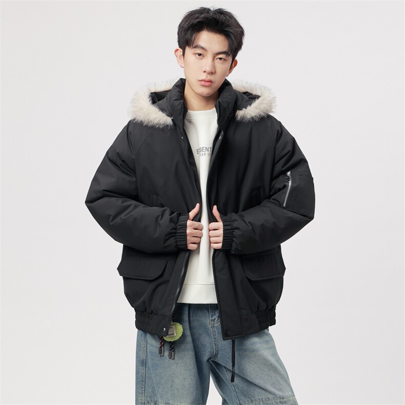 自家图有视频复古加绒毛领外套棉衣新款连帽派克棉服M2572p95,男装棉衣,电商D315
