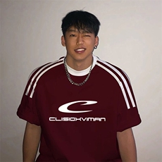 夏季美式高街重磅纯棉三条杠织带撞色男女短袖T恤ZD323-特P30，男装T恤，电商A486