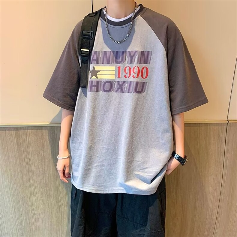 日系拼接风假两件t恤男士短袖潮牌ins夏季青少年男款体恤T342,男装T恤,星座1116A-1（原606A）