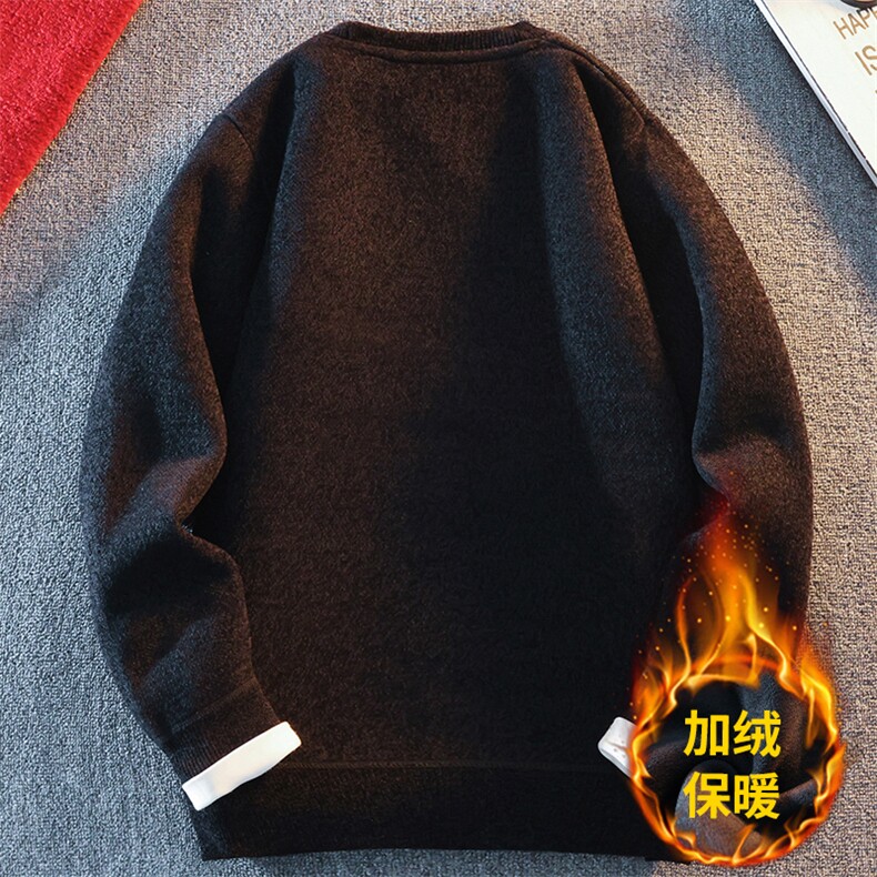 圆领毛衣男加绒加厚一体绒卫衣秋冬季保暖毛线针织衫7052-P28,男装针织衫/毛衣,星座1706