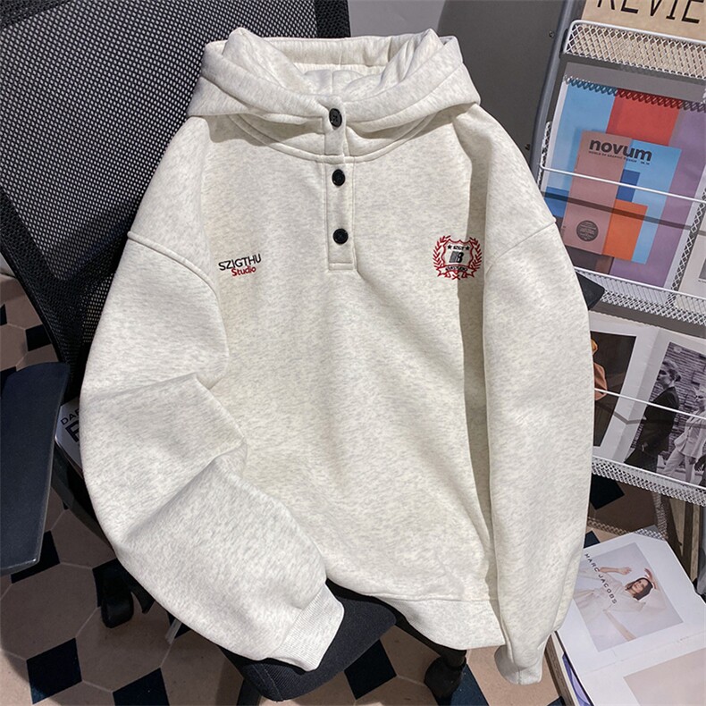 5733-P65新款情侣宽松刺绣花连帽保暖加绒卫衣,男装棉衣,星座617A-2