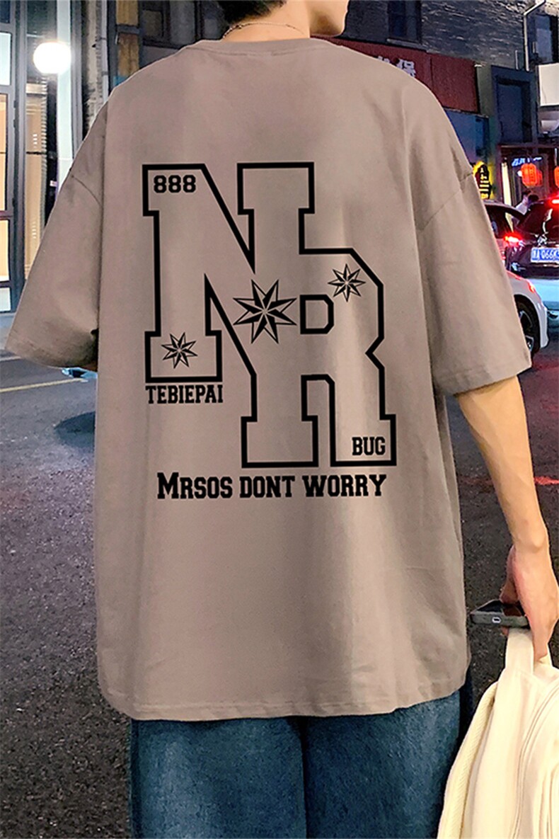 T661P26夏季新款美式纯棉短袖T恤ins衣服宽松半袖体恤字母印花,男装T恤,星座304A