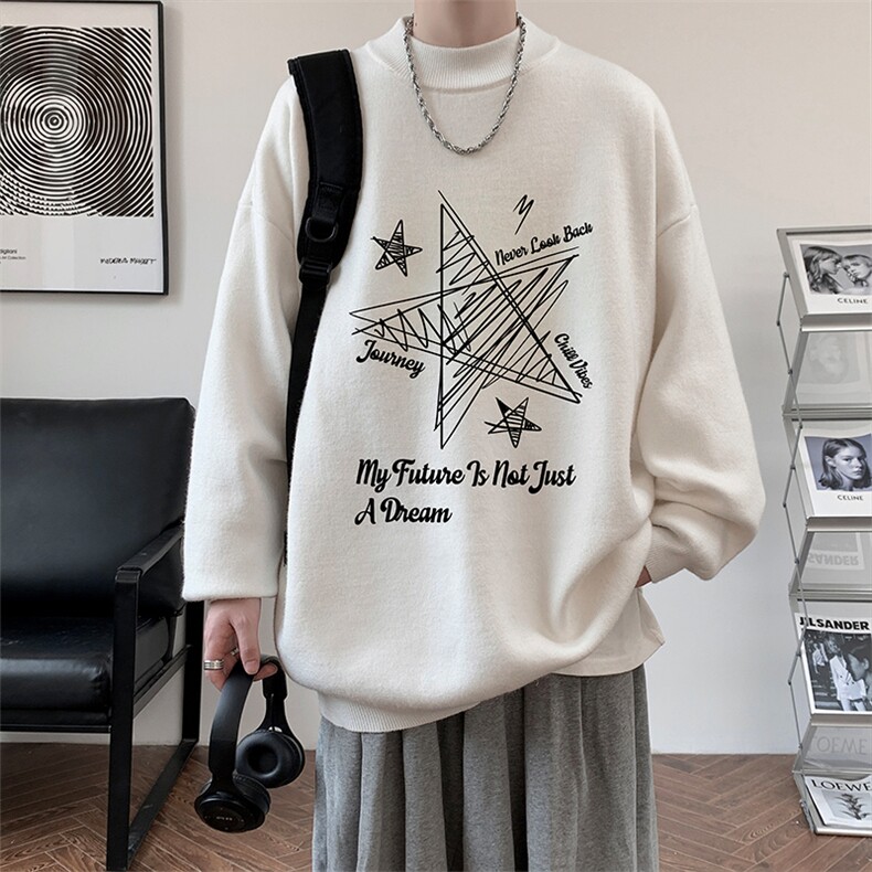 半高领毛衣男大码胖子针织衫毛线衣M18456-P45加绒款-P65,男装针织衫/毛衣,电商A040