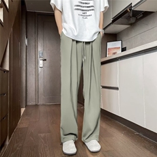 冰丝休闲裤女夏季薄款宽松直筒垂感高腰阔腿长裤包边K2839，男装休闲裤，星座1116A-1（原606A）