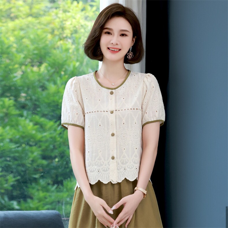 妈妈装夏款裙子2025新款夏装中年女洋气小衫贵夫人连衣裙,女装大码女装,木子恋