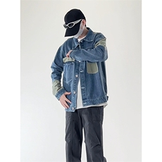 中性休闲大码宽松男女潮流拼接牛仔外套夹克J8212-P63【特价】，男装工装外套，电商A007