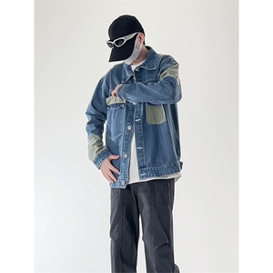 中性休闲大码宽松男女潮流拼接牛仔外套夹克J8212-P63【特价】图片