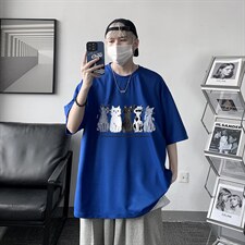 HT73100-P22华夫格t恤男短袖男大码五分袖大皂风，男装T恤，电商A040