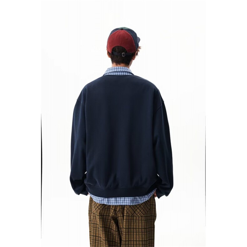 RL0687-P48网图重磅空气层开衫卫衣男宽松简约百搭上衣立领外套,女装短外套,电商C233