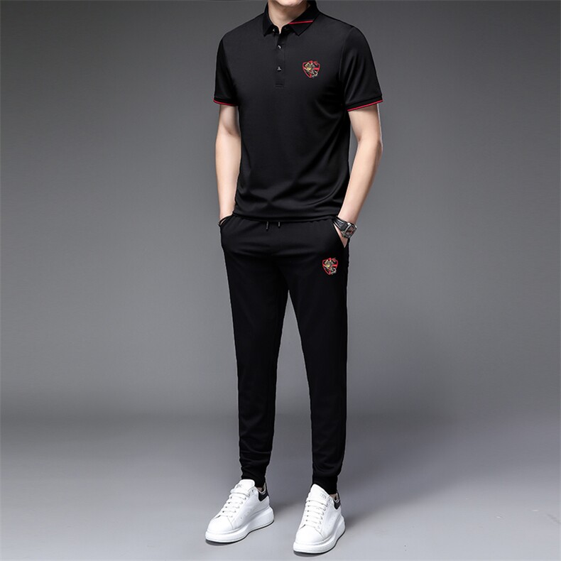 运动套装男春夏季新款潮服饰休闲运动服两件套冰丝感透气耐磨速干图片