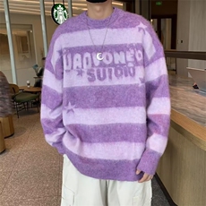 美式条纹毛衣男冬季高街痞帅套头情侣针织衫vintage外套YM635-P53，男装针织衫/毛衣，星座1008