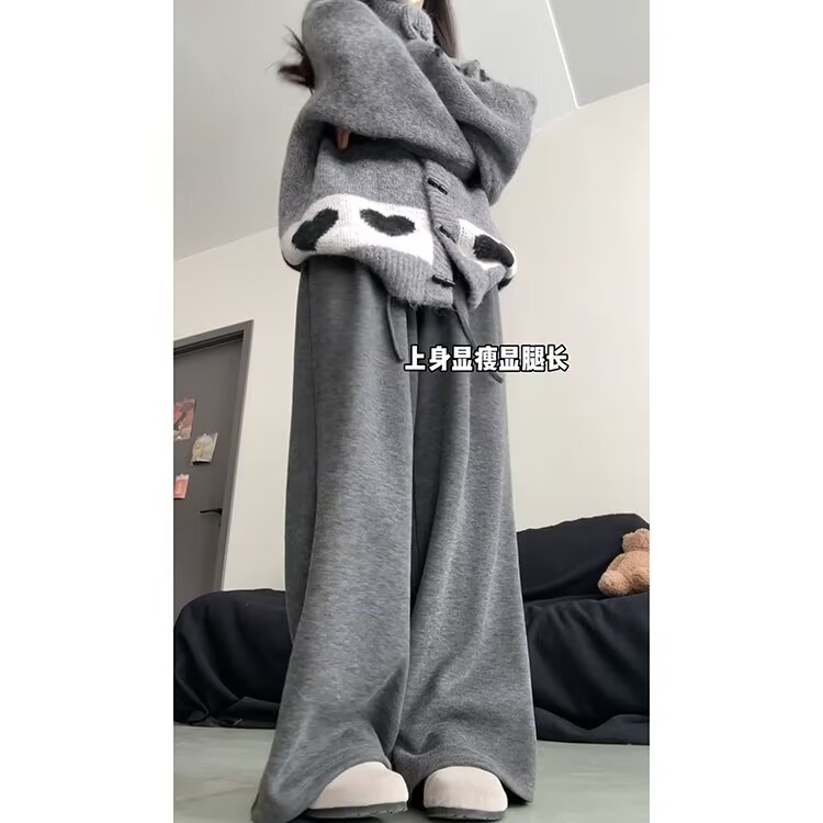 现货冬季高级感糯米加绒卫裤男士垂感阔腿裤休闲裤子LA6499-P44,男装休闲裤,星座1008