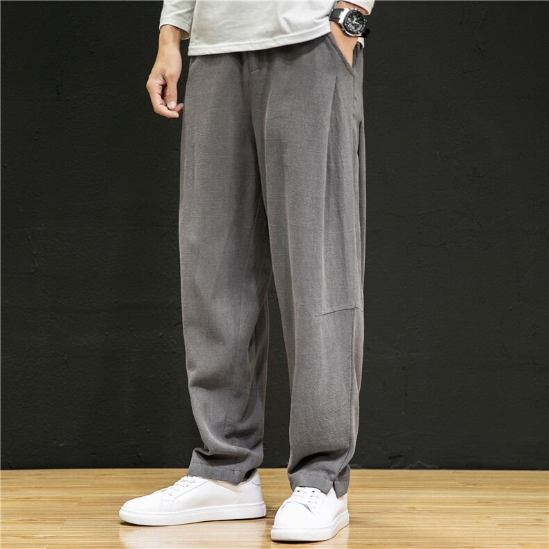 中国风男装亚麻休闲裤裤男复古大码棉麻哈伦裤子6008-1/K031/P75,男装休闲裤,电商A008