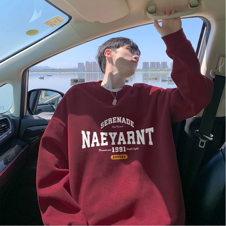 圆领卫衣男美式字母卫衣潮牌英文休闲百搭无帽卫衣外套男生，女装短外套，星座1210-1