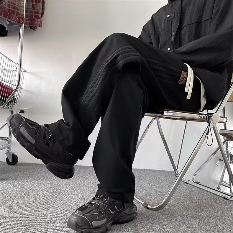 美式机能冲锋裤男春款潮松紧腰黑色裤子防水休闲裤R3072P48,男装休闲裤,星座1116-2