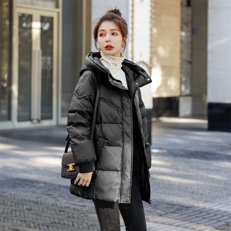 羽绒服女2022冬装新款女装韩版时尚中长款白鸭绒保暖外套,女装羽绒服,慧尚依恋