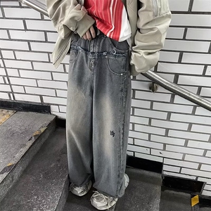 美式高街牛仔裤男韩版潮痞子2023冬季新款ins阔腿长裤RK1188-P49图片