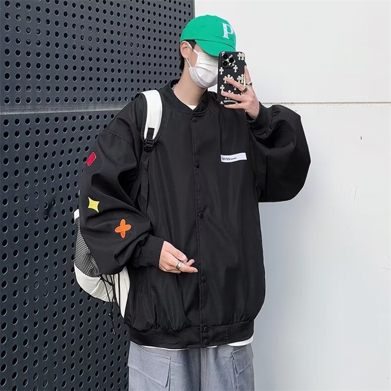 棒球服夹克男韩版潮流刺绣高街2024春秋新款ins宽松外套W4682-P60图片