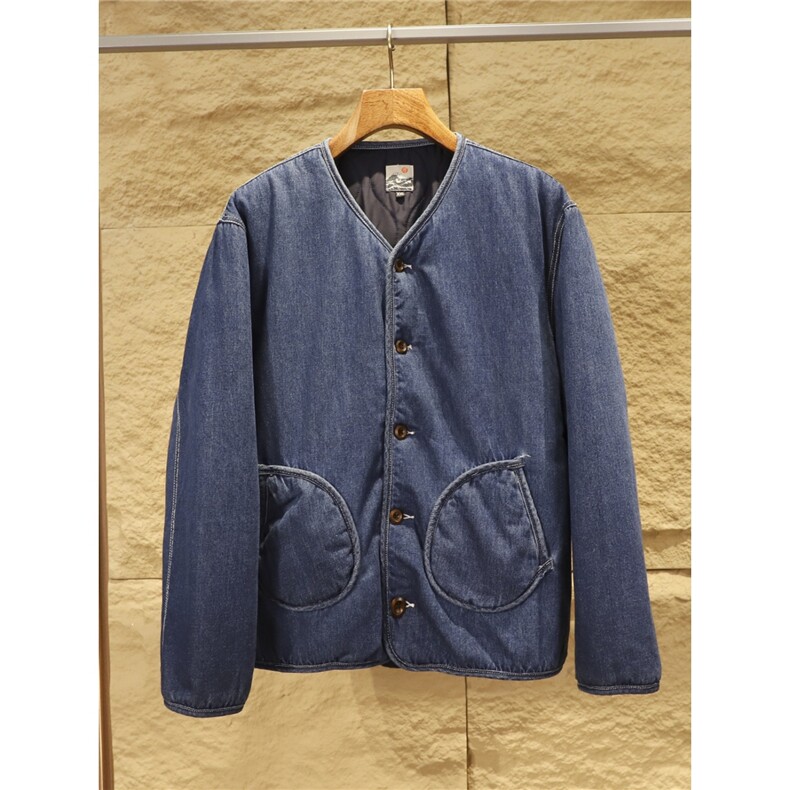 小众秋冬水洗牛仔棉衣夹克男绗缝保暖包边无领棉服外套TT2289P77,男装夹克,星座1013-5