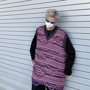 港风潮流针织衫男bf情侣学院风毛织背心无袖坎肩马甲MY05679-P46图片