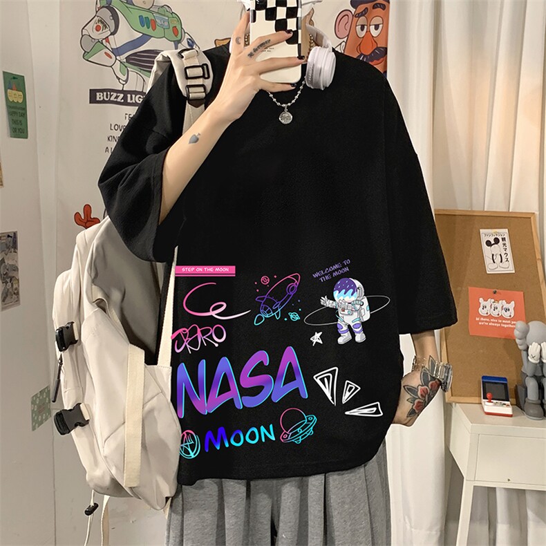 Q11186-P30NASA联名同款春夏季七分袖t恤男大码五分袖男短袖中袖,男装T恤,电商A040