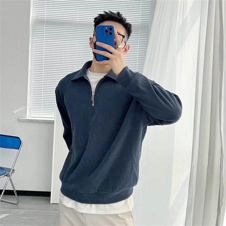 秋季新款半拉链卫衣男美式复古宽松休闲小众上衣纯色套头W8240,男装卫衣,星座1116A（原606A-3）