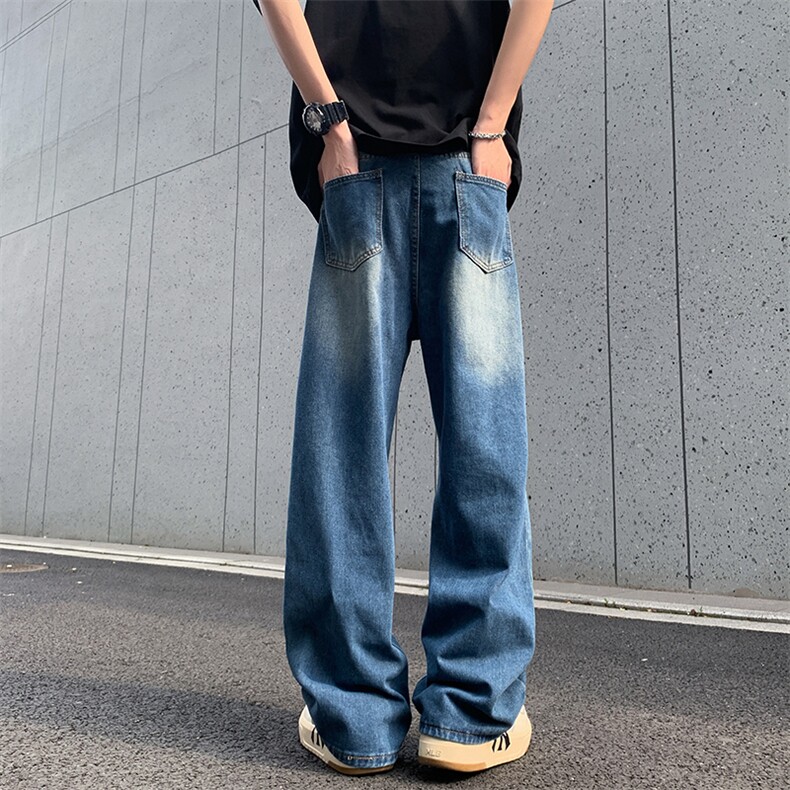 牛仔裤男潮牌美式高街vibe直筒裤微喇cleanfit裤子N9022-P45,男装牛仔裤,星座308B-2