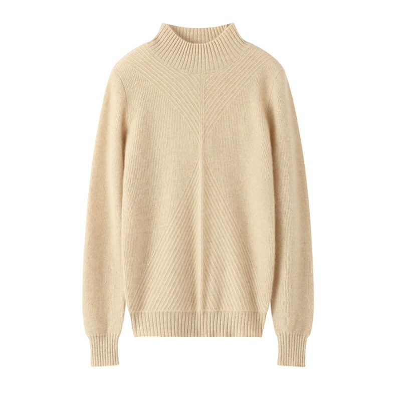 半高领纯色套头羊毛衫女2024秋冬装新款针织衫,女装羊毛衫,百越羊绒