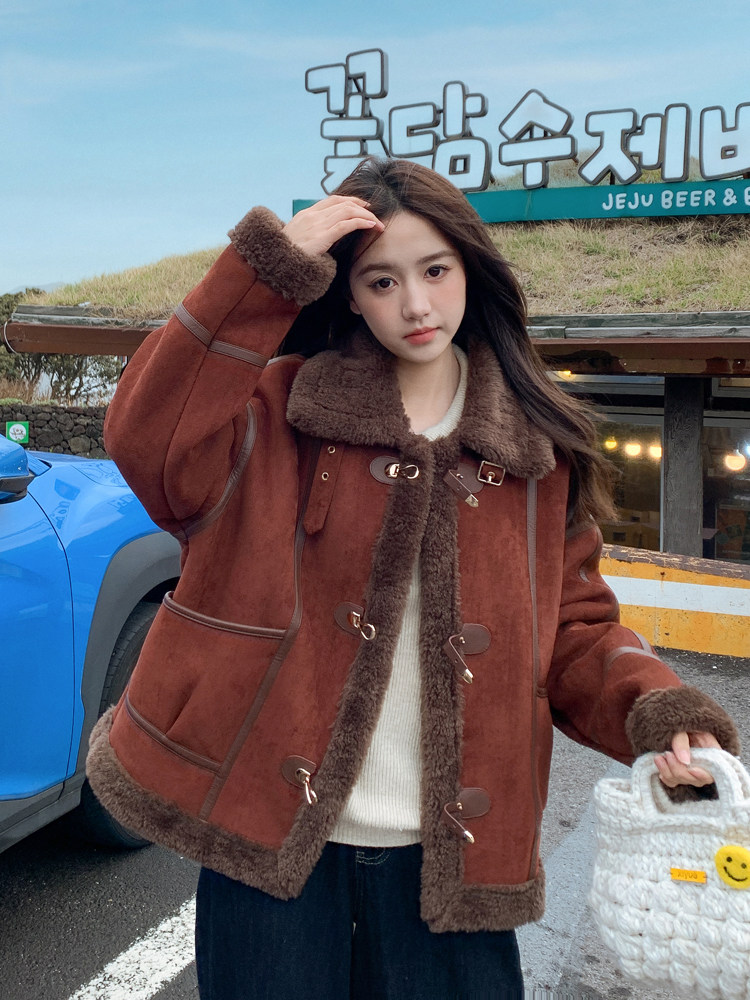 25冬装新款火焰复合皮袢金属扣袢皮毛一体女182A-8589P195K288,女装皮草,浙宝182A