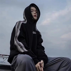 连帽套头常规美式潮牌拼接卫衣男女情侣春秋冬宽松百搭外套潮纯色，男装卫衣，星座506A