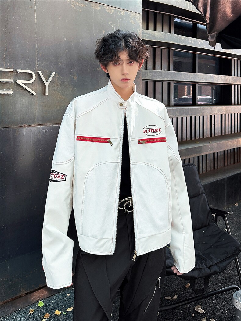 2025年新款港风夹克美式宽松皮衣情侣外套男装XZ212-1-QPY855-P65,男装夹克,星座212-1