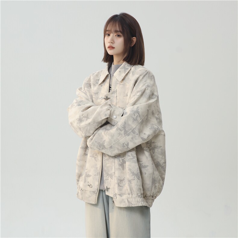 现货2025春季蝴蝶印花高街高品质流行中性痞帅夹克外套W355-P98,男装夹克,电商A170