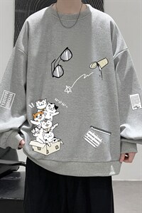华夫格卫衣圆领卫衣男大码长袖t恤男外套 HW76115-P30加绒款-P40图片