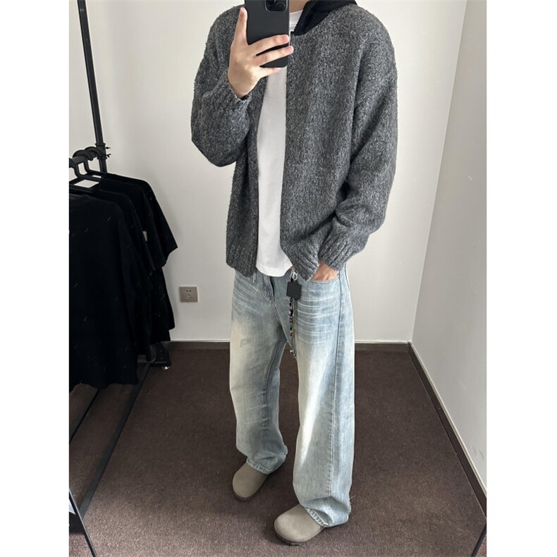 【有货】D563CC-特P65连帽毛衣男慵懒针织开衫外套,男装针织衫/毛衣,星座1007（原301D）