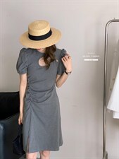 香丽迪2022年夏季新款拼接连衣裙女针织短袖圆领修身高腰，女装连衣裙，香丽迪1