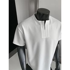 肌理感男女同款百搭上衣日系慵懒风坑条亨利领T恤HY927TP28控49，男装T恤，电商A102B